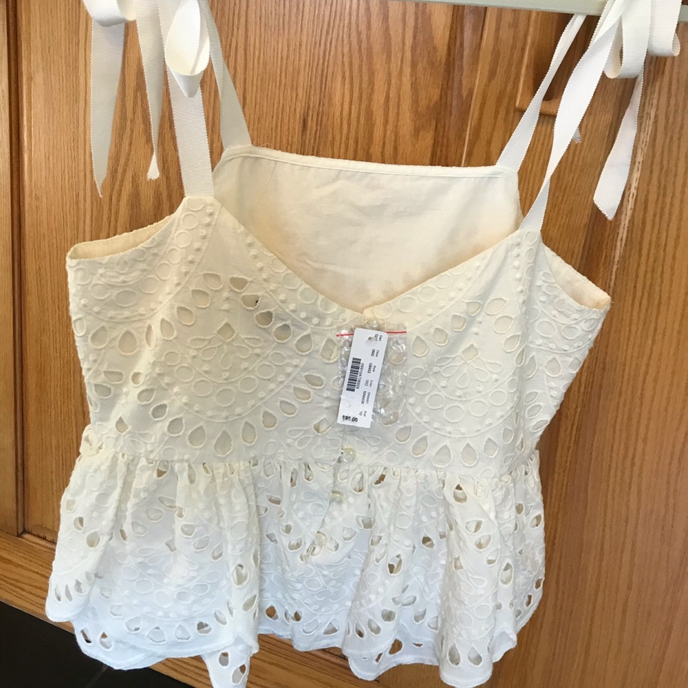 J Crew cream ❤️ eyelet top. Sz 10 NWT